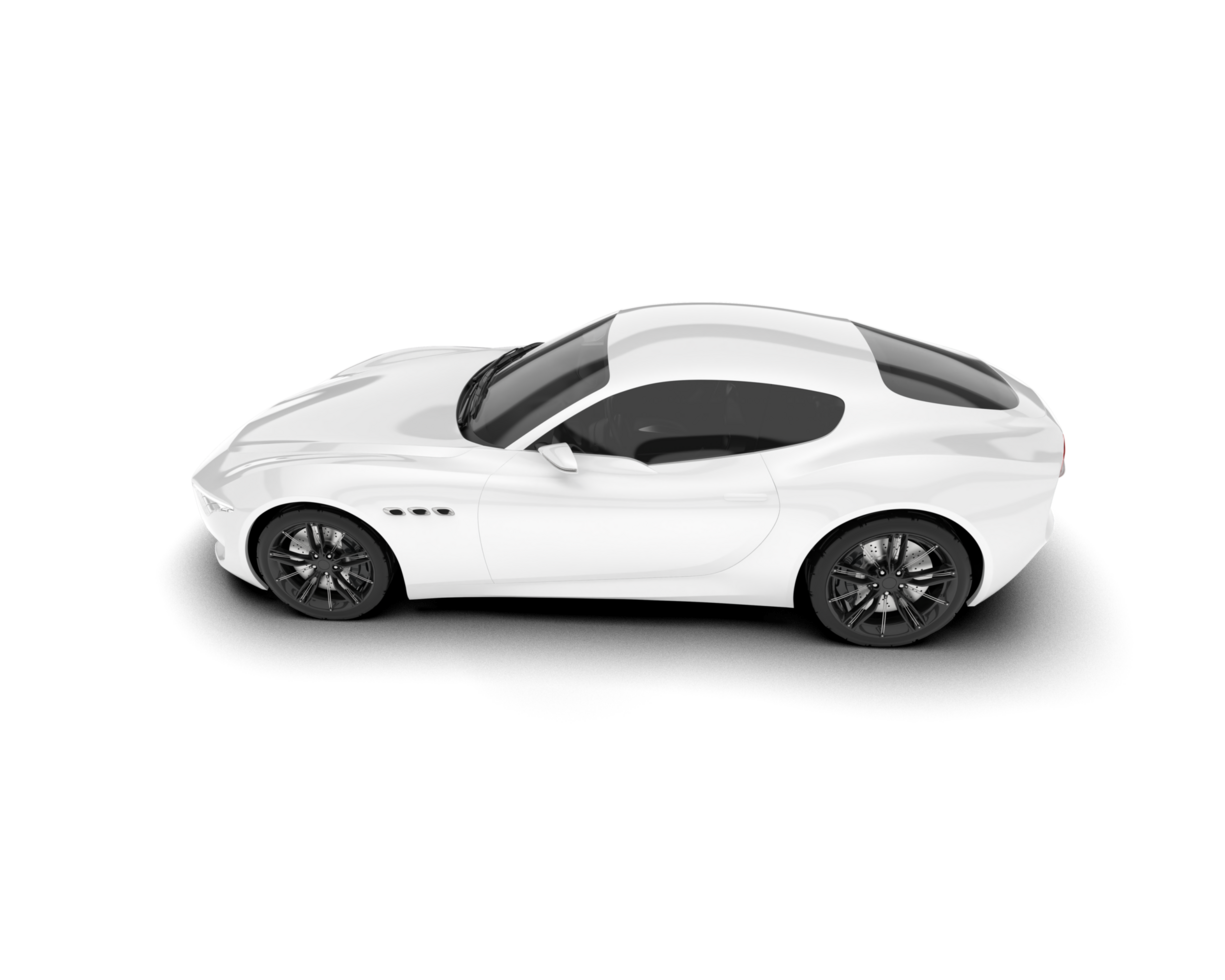 White sport car on transparent background. 3d rendering - illustration png