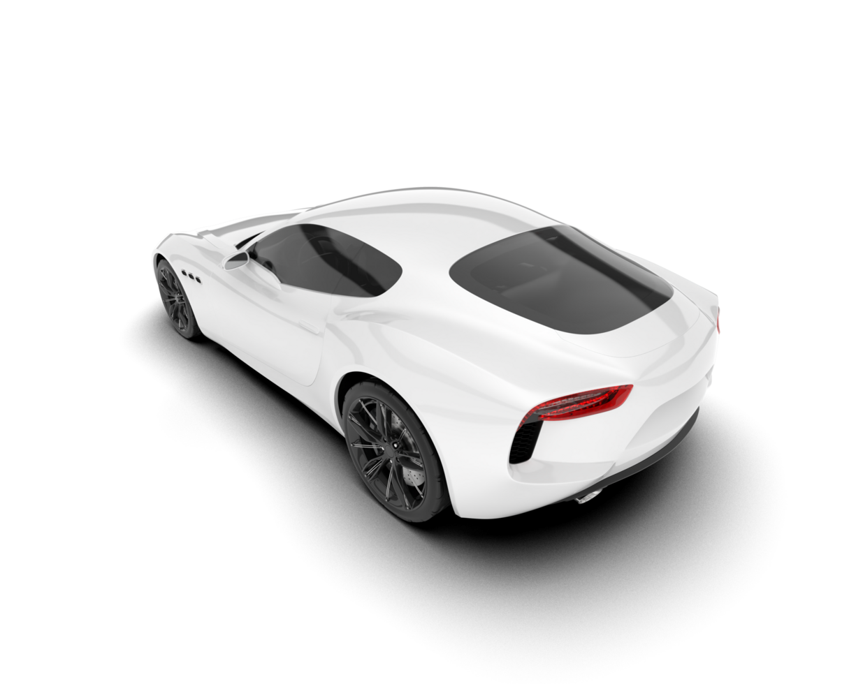 White sport car on transparent background. 3d rendering - illustration png