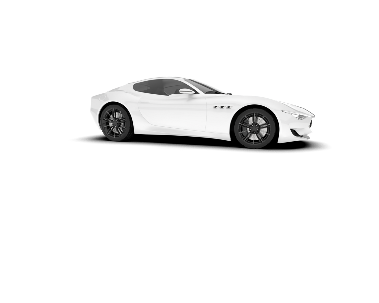 White sport car on transparent background. 3d rendering - illustration png