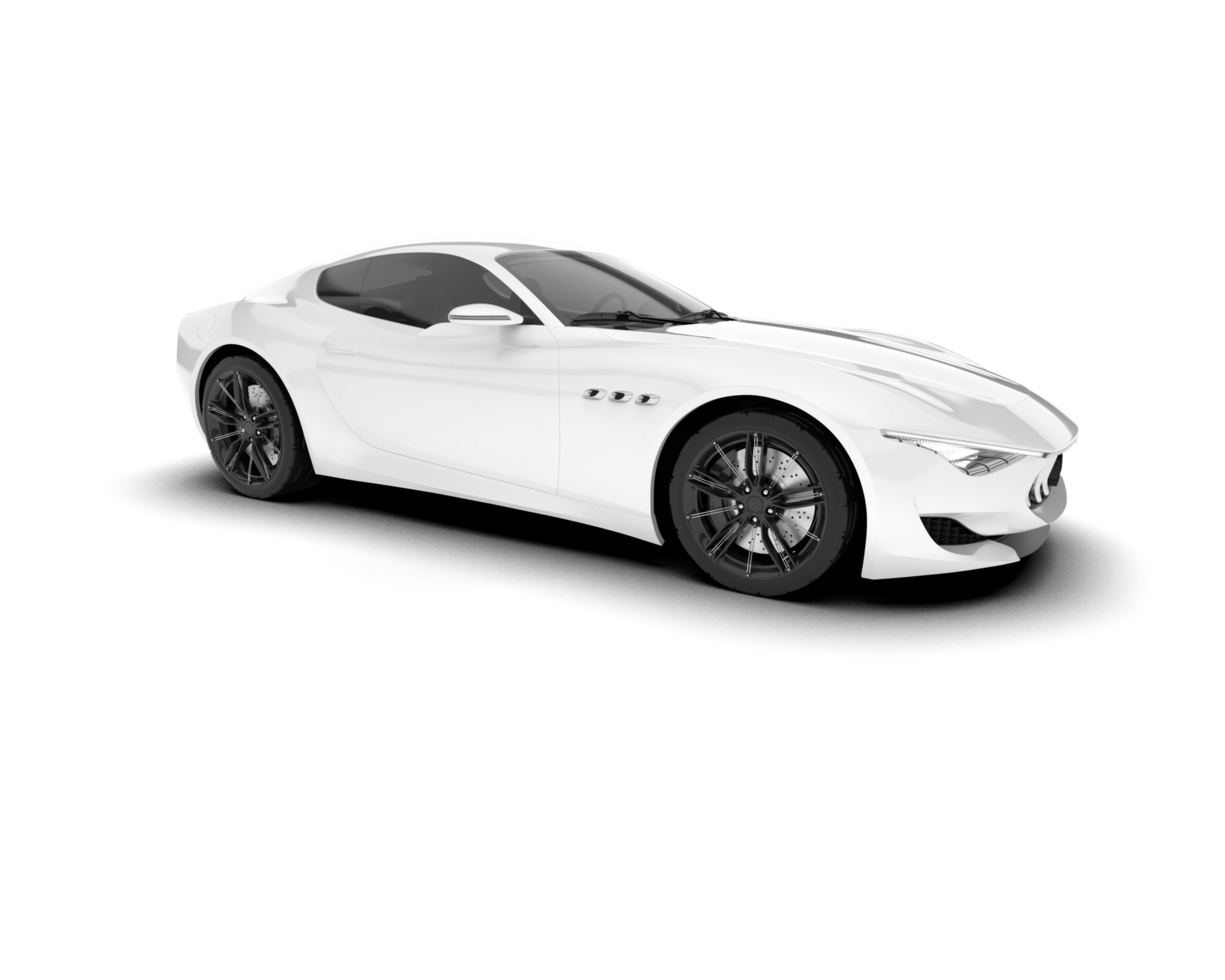 White sport car on transparent background. 3d rendering - illustration png