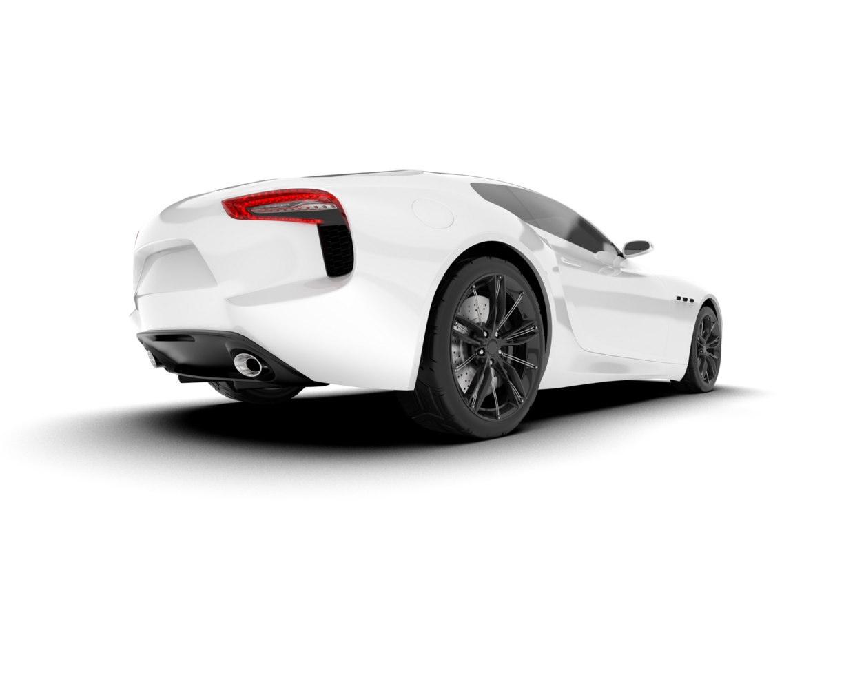 White sport car on transparent background. 3d rendering - illustration png