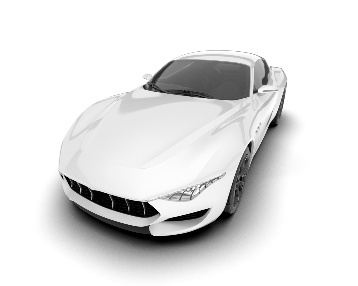 White sport car on transparent background. 3d rendering - illustration png