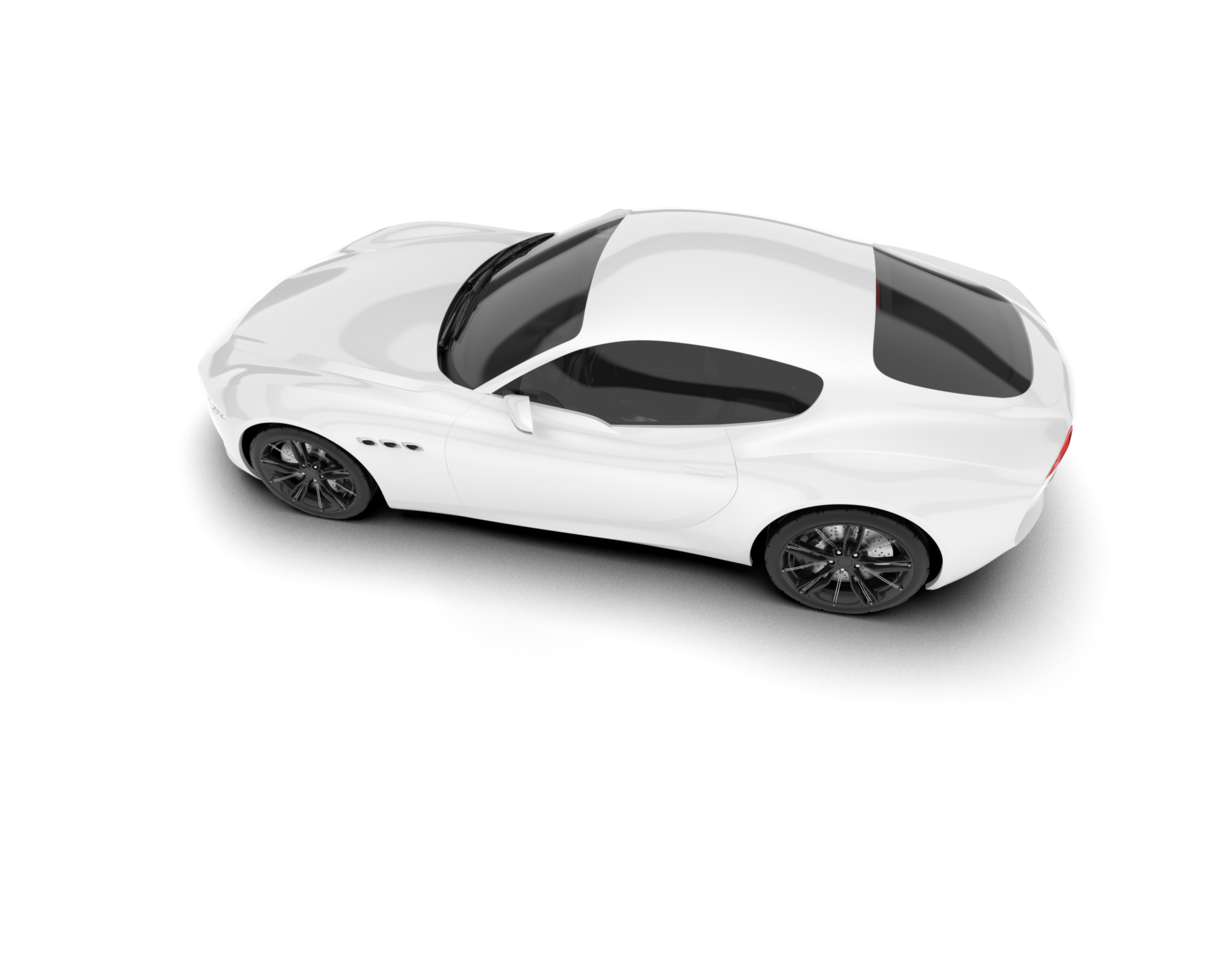 White sport car on transparent background. 3d rendering - illustration png