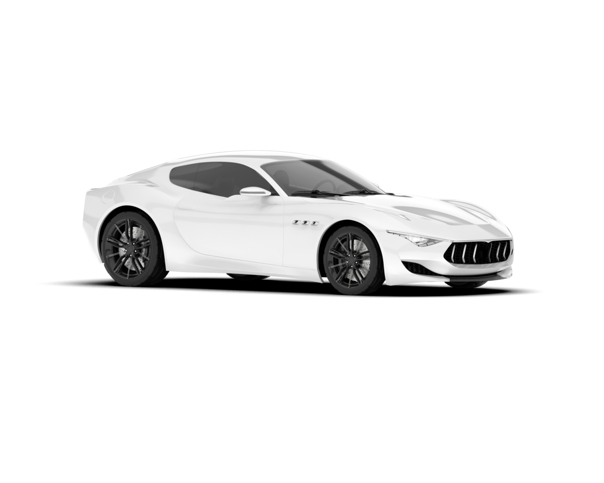 White sport car on transparent background. 3d rendering - illustration png