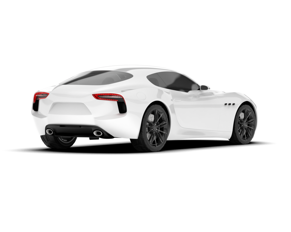 White sport car on transparent background. 3d rendering - illustration png