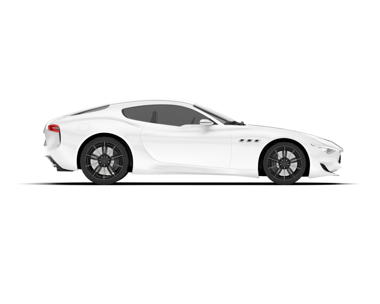 White sport car on transparent background. 3d rendering - illustration png