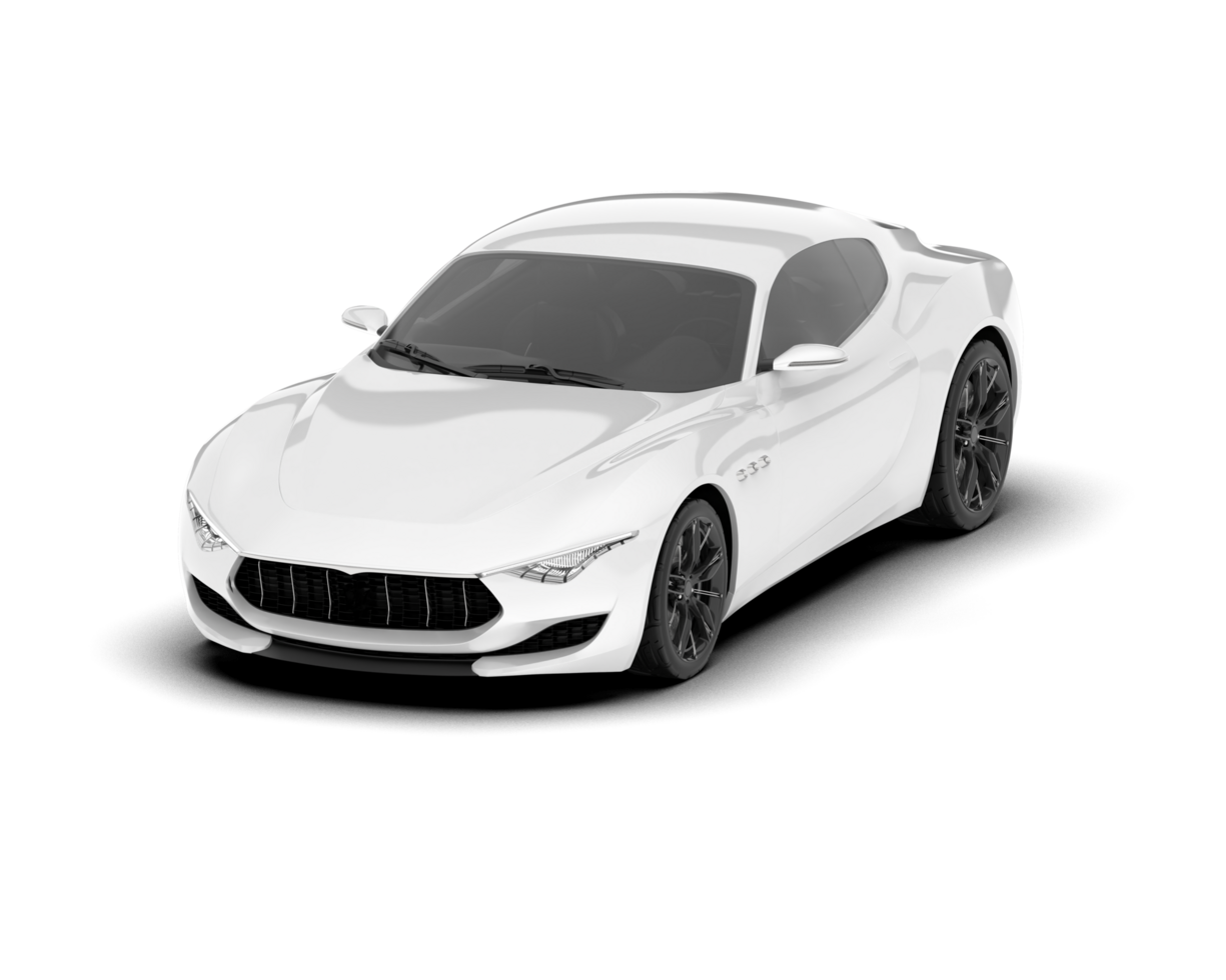 White sport car on transparent background. 3d rendering - illustration png