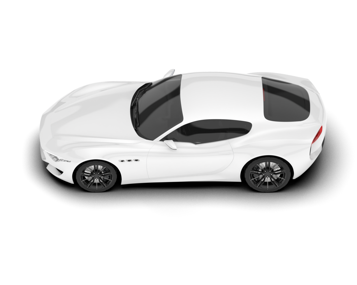 White sport car on transparent background. 3d rendering - illustration png