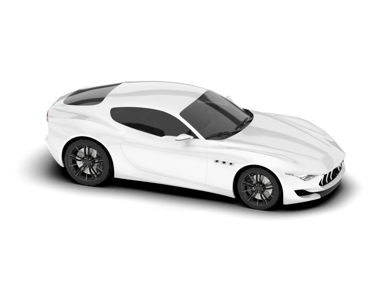 White sport car on transparent background. 3d rendering - illustration png