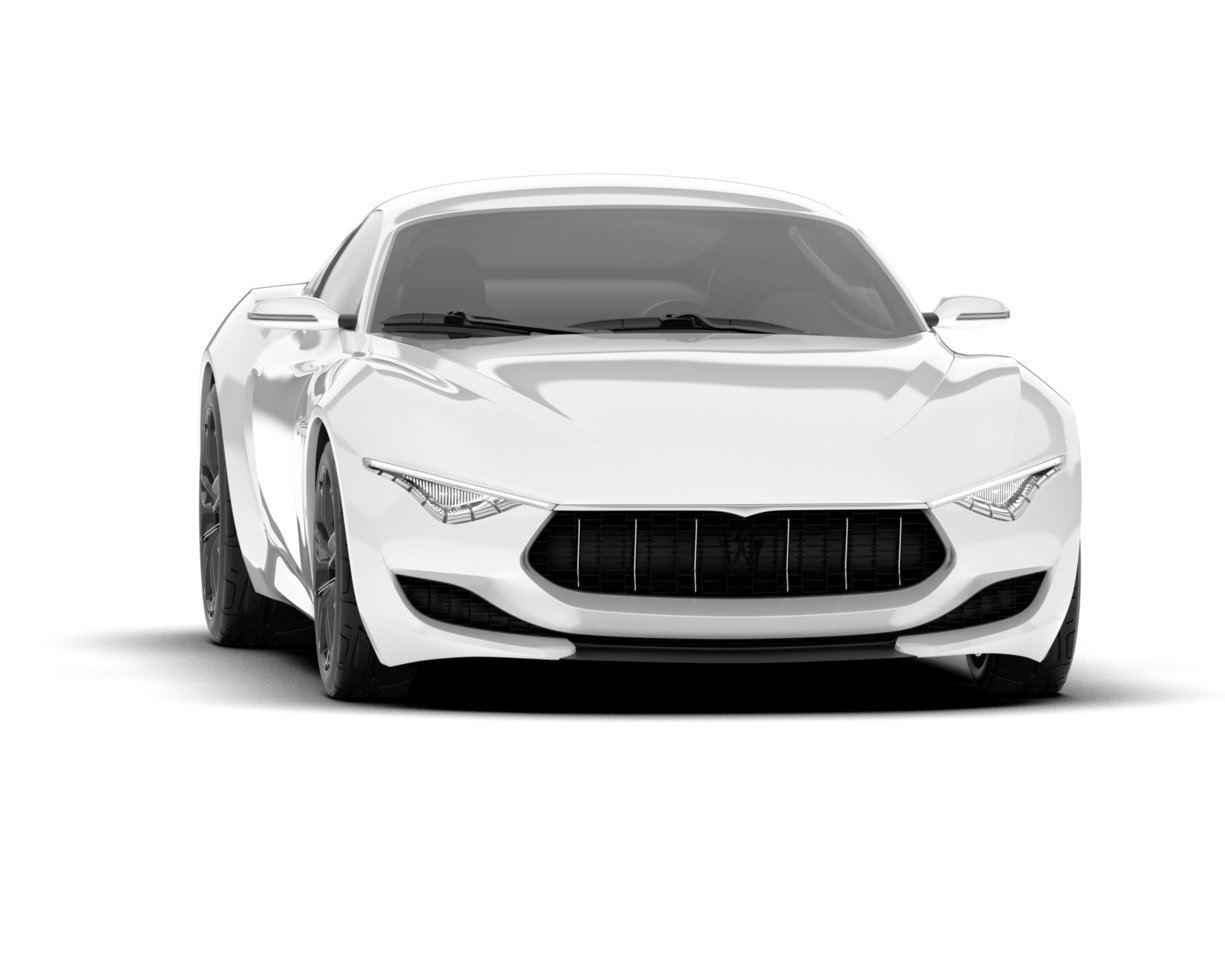 White sport car on transparent background. 3d rendering - illustration png