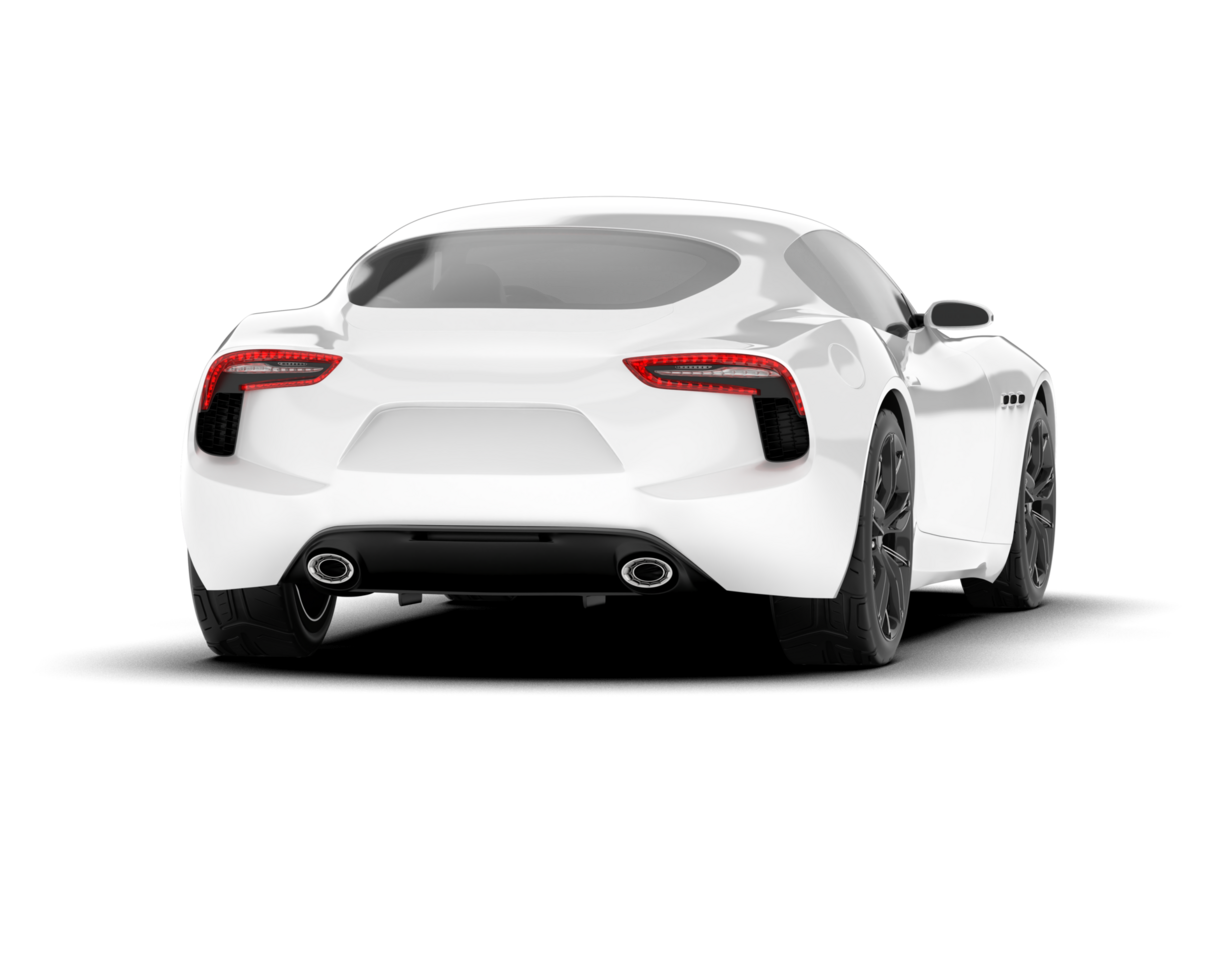 White sport car on transparent background. 3d rendering - illustration png