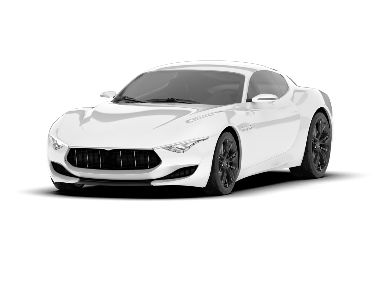 White sport car on transparent background. 3d rendering - illustration png