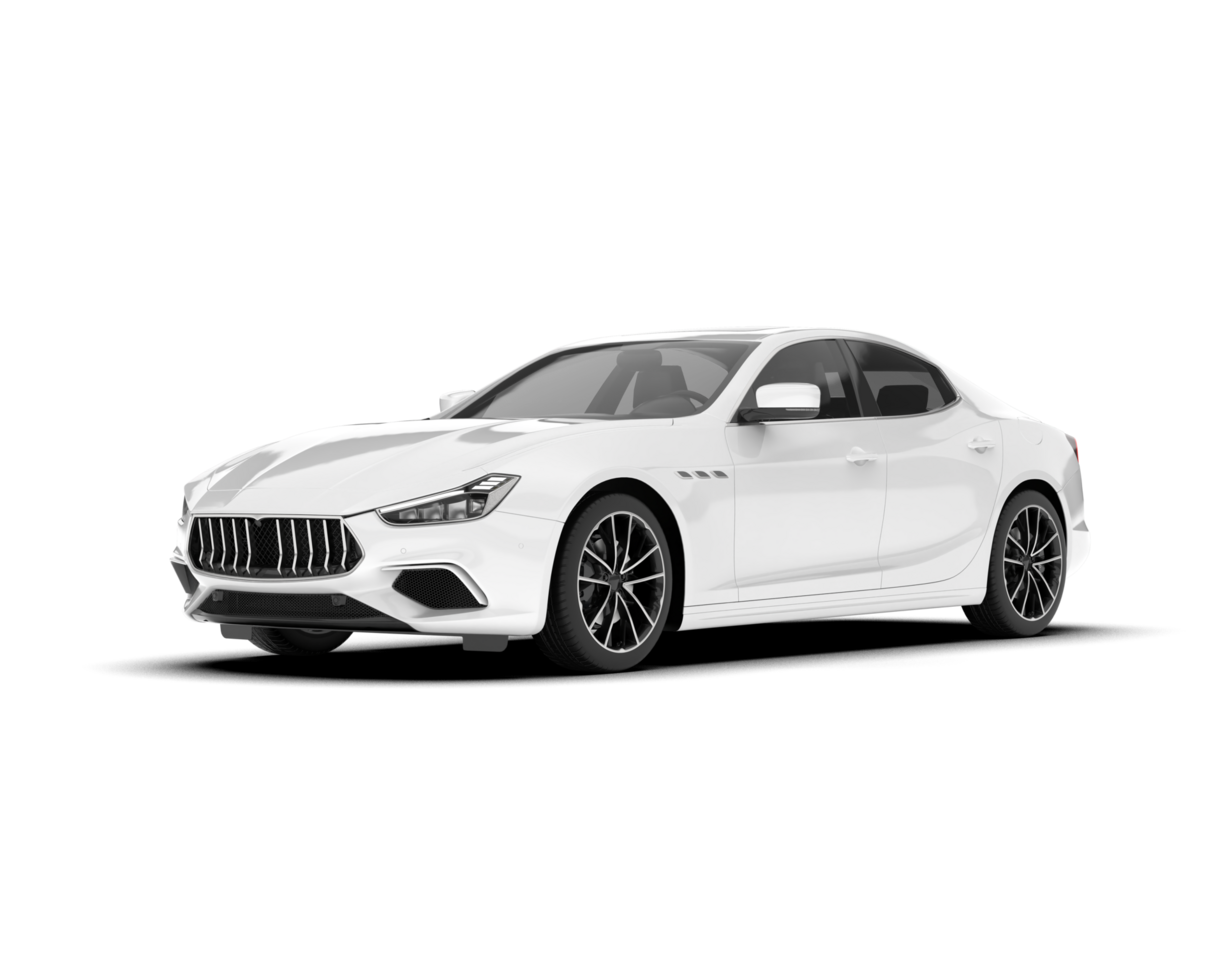 White sport car on transparent background. 3d rendering - illustration png