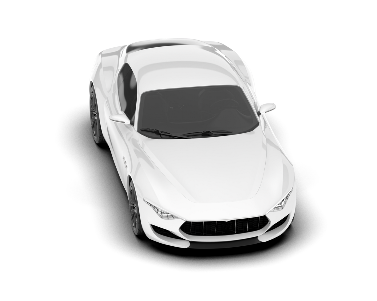 White sport car on transparent background. 3d rendering - illustration png