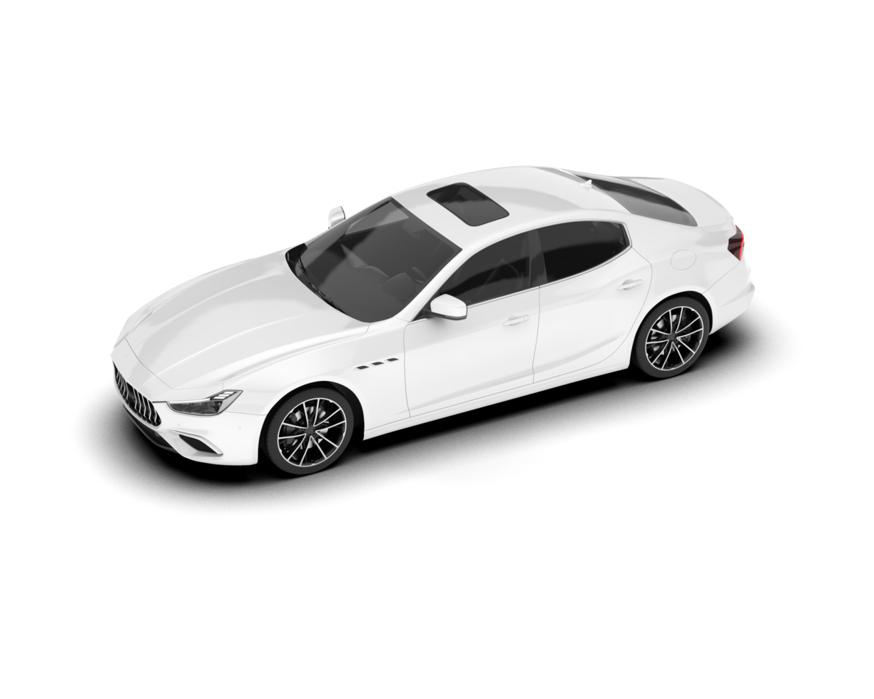 White sport car on transparent background. 3d rendering - illustration png