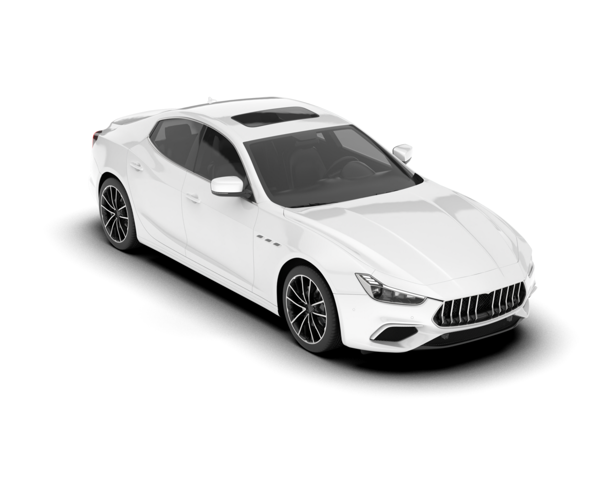 White sport car on transparent background. 3d rendering - illustration png