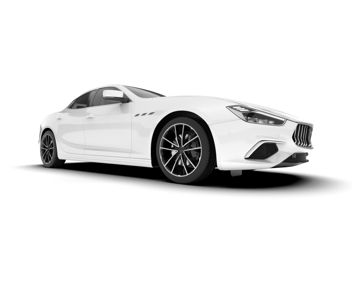 White sport car on transparent background. 3d rendering - illustration png