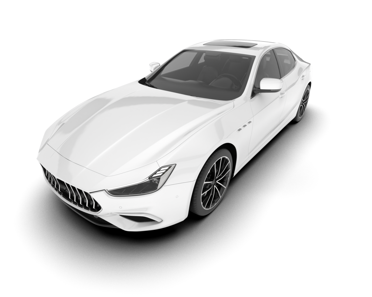 White sport car on transparent background. 3d rendering - illustration png