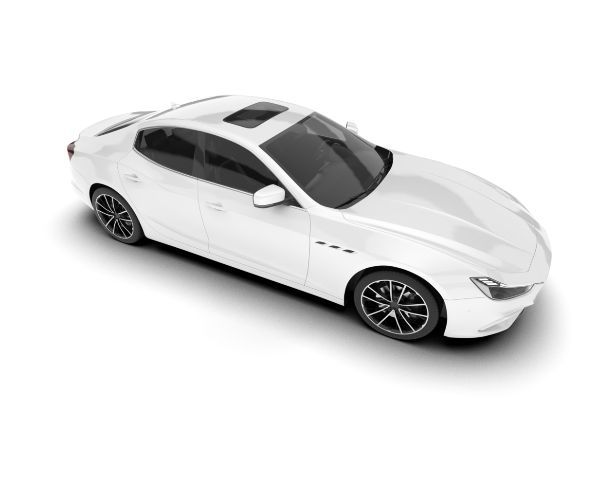 White sport car on transparent background. 3d rendering - illustration png