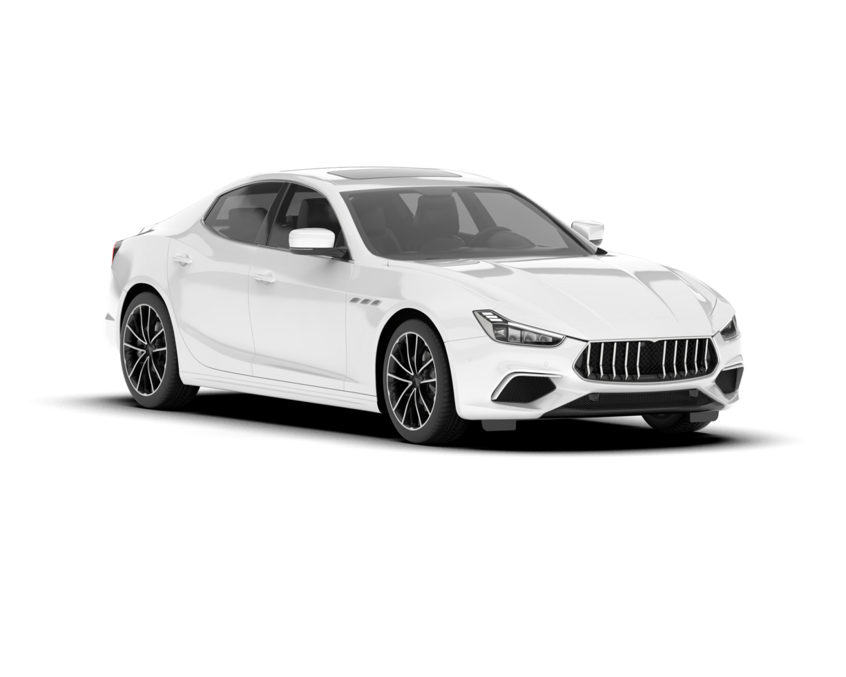 White sport car on transparent background. 3d rendering - illustration png