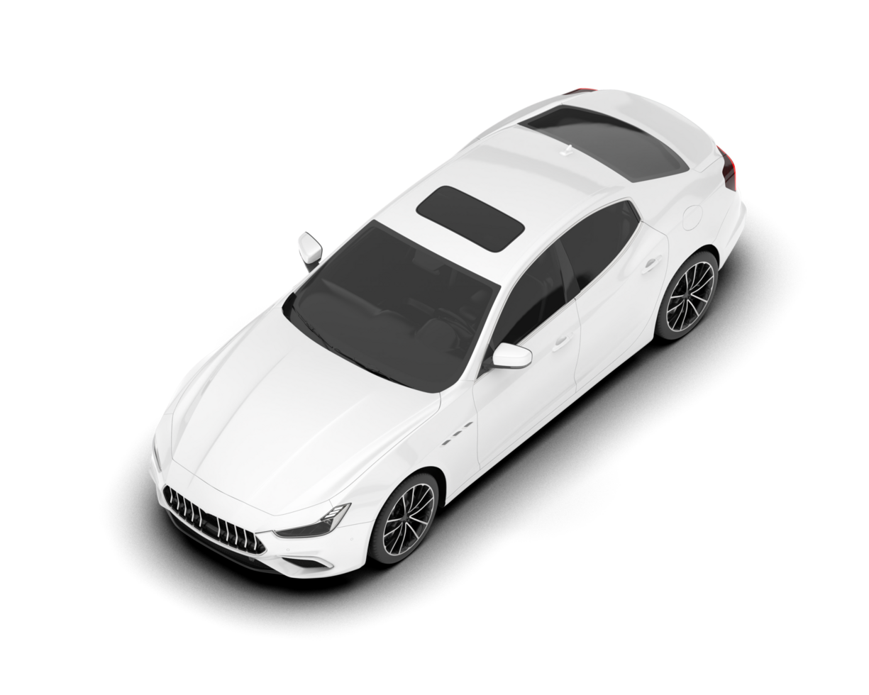 White sport car on transparent background. 3d rendering - illustration png