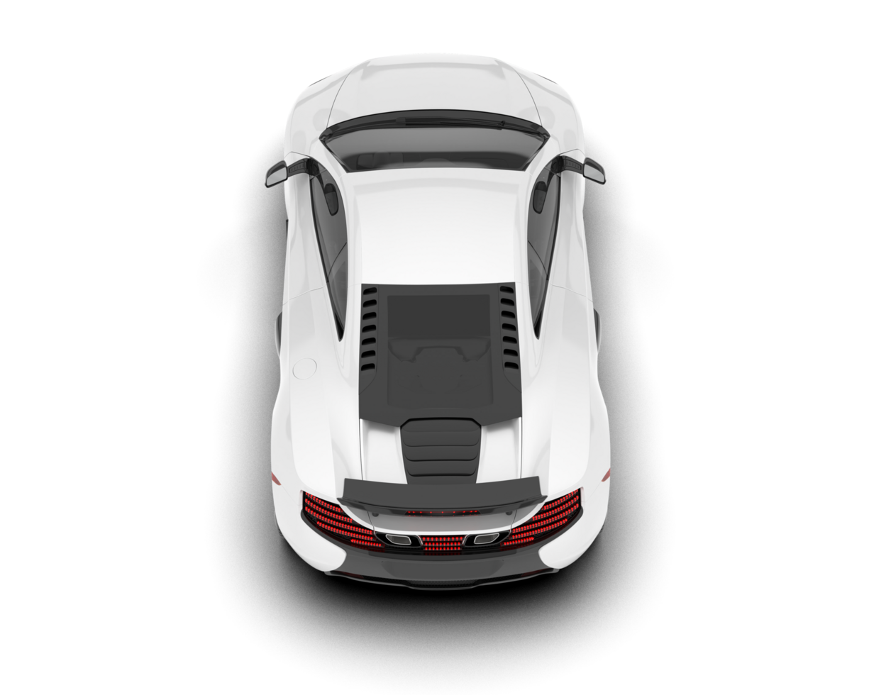 White sport car on transparent background. 3d rendering - illustration png