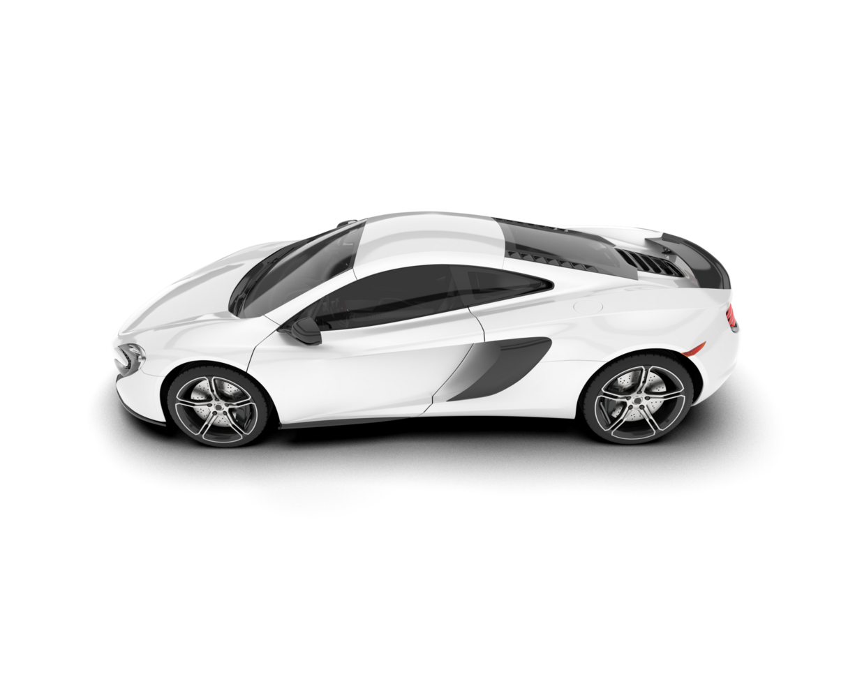 White sport car on transparent background. 3d rendering - illustration png