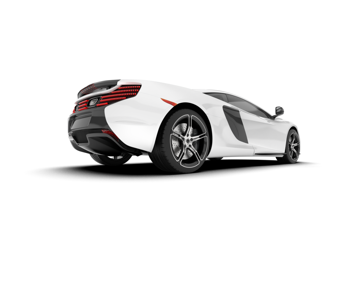 White sport car on transparent background. 3d rendering - illustration png