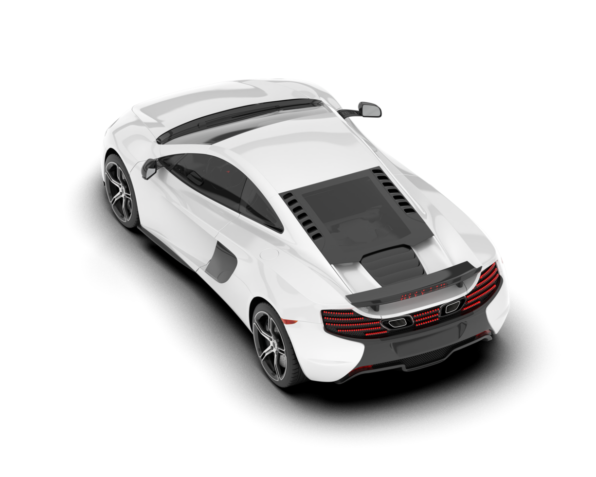 White sport car on transparent background. 3d rendering - illustration png
