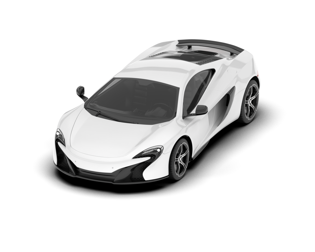 White sport car on transparent background. 3d rendering - illustration png