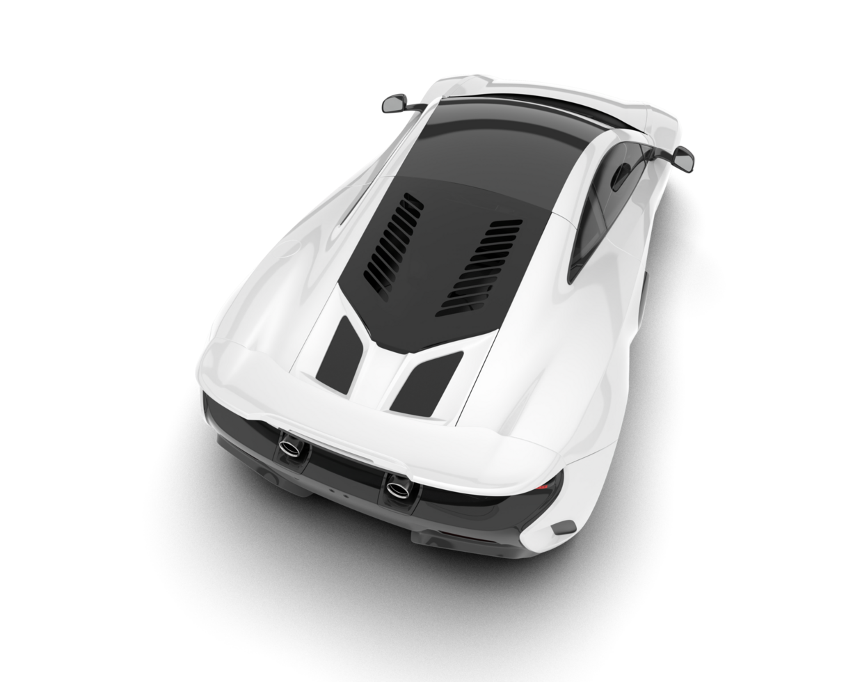 White sport car on transparent background. 3d rendering - illustration png