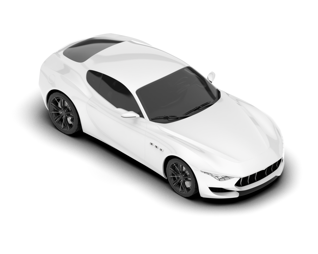 White sport car on transparent background. 3d rendering - illustration png