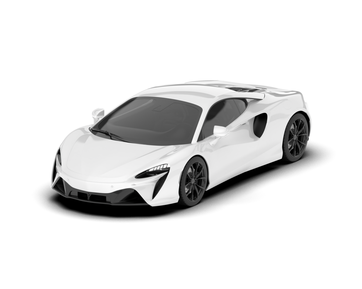 White sport car on transparent background. 3d rendering - illustration png