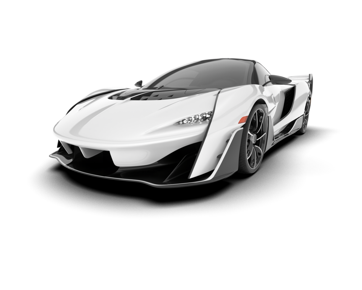 White sport car on transparent background. 3d rendering - illustration png