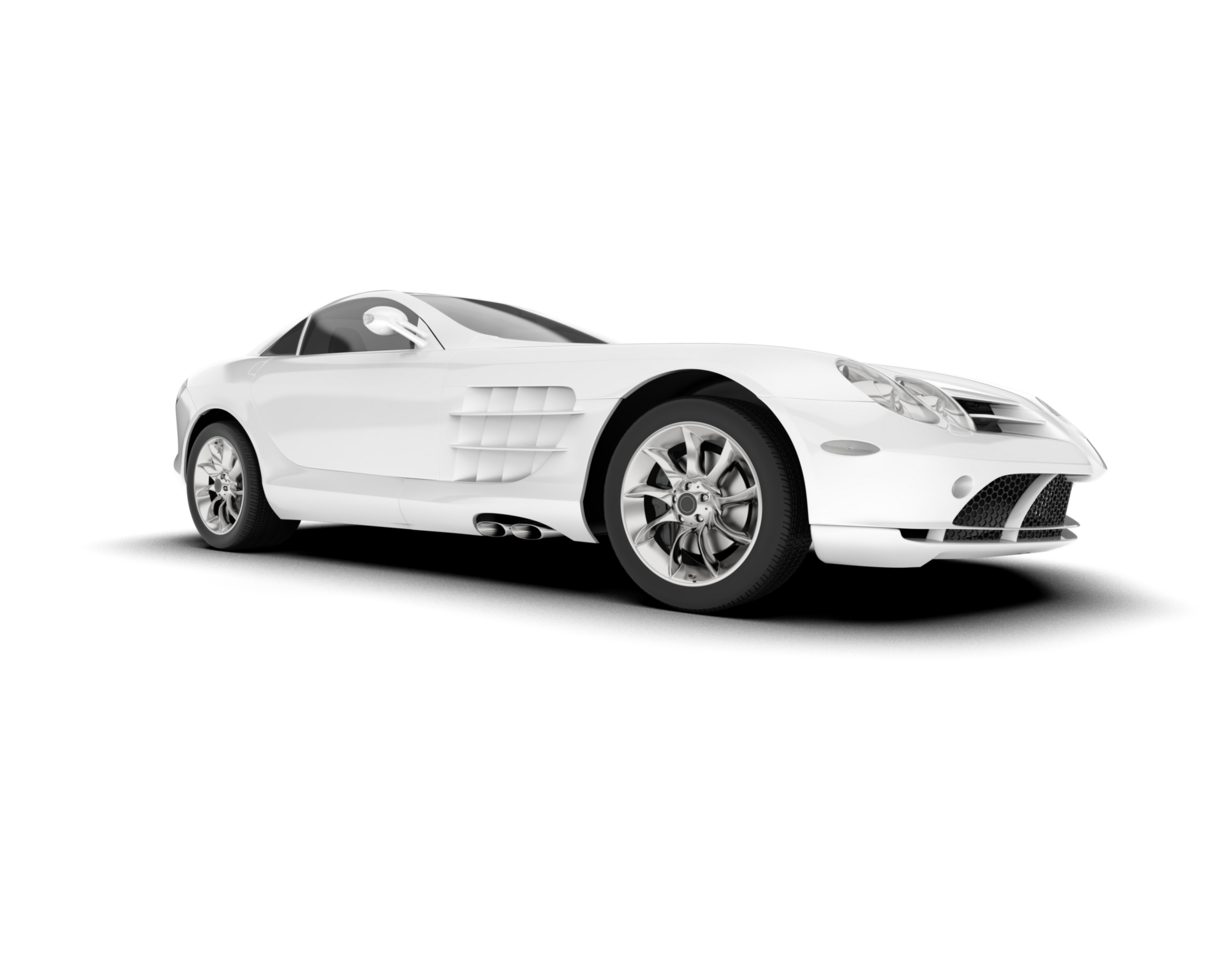 White sport car on transparent background. 3d rendering - illustration png