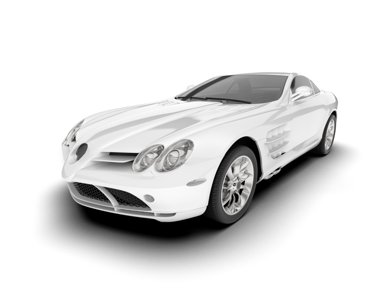 White sport car on transparent background. 3d rendering - illustration png