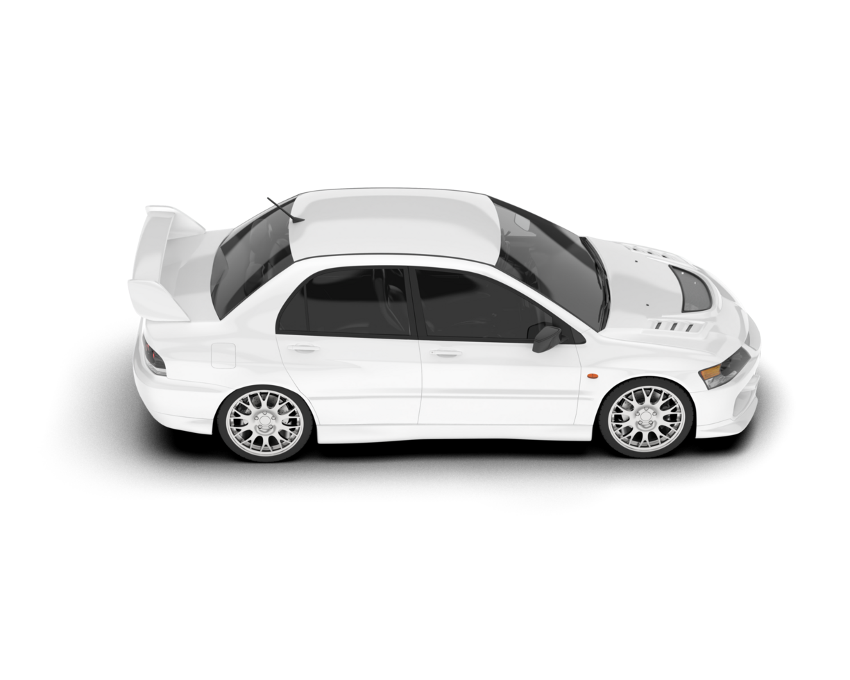 White sport car on transparent background. 3d rendering - illustration png