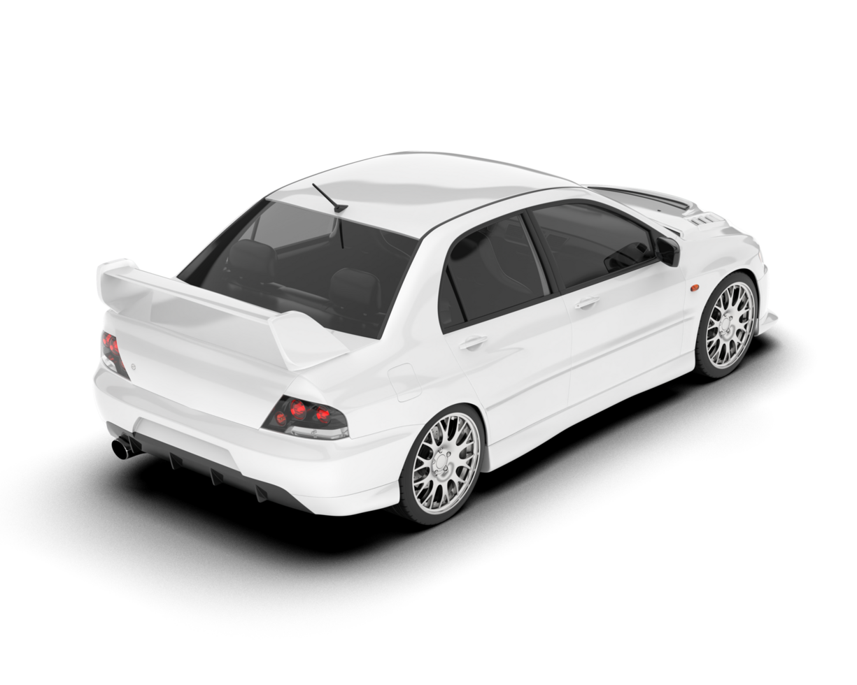 White sport car on transparent background. 3d rendering - illustration png