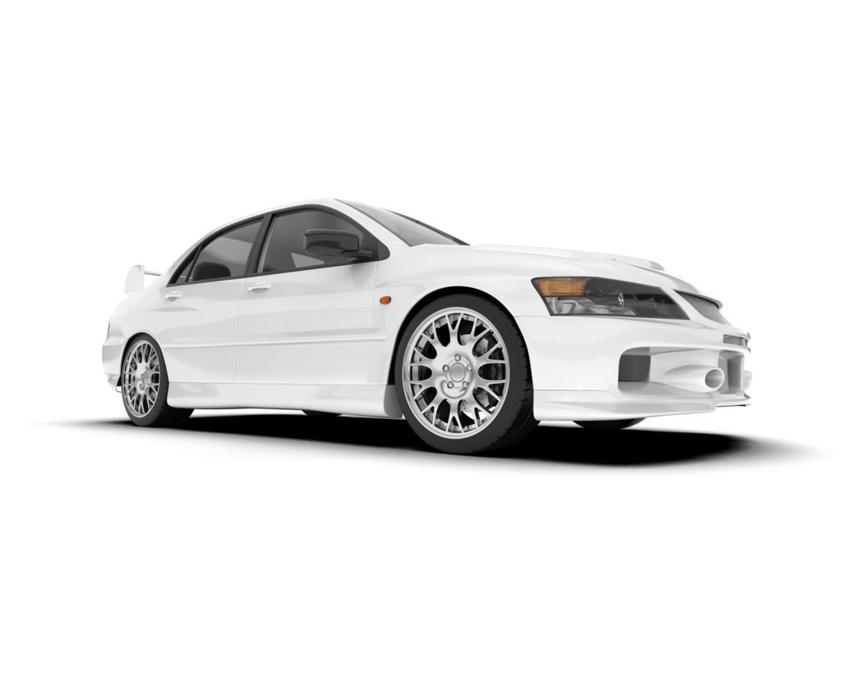 White sport car on transparent background. 3d rendering - illustration png