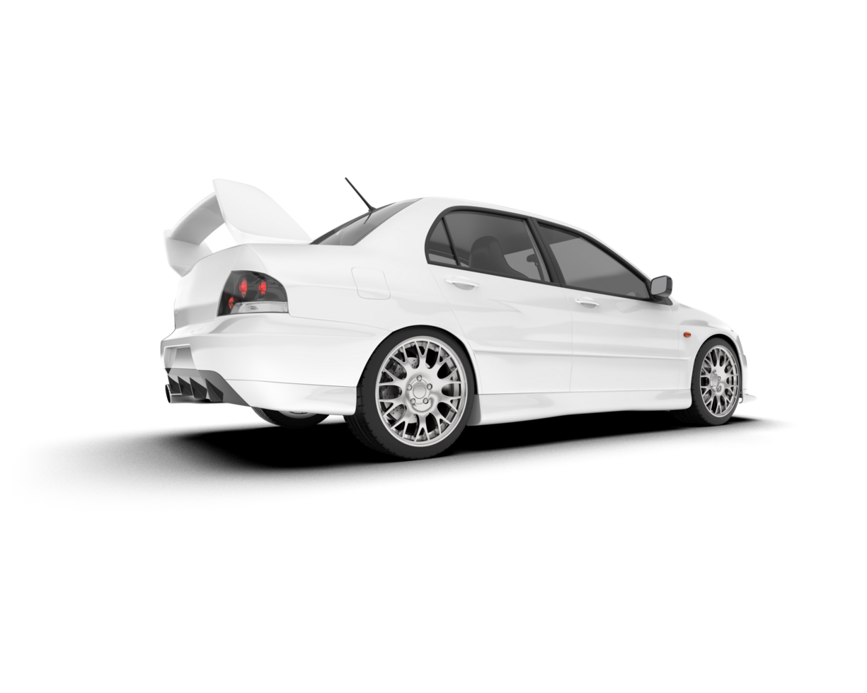White sport car on transparent background. 3d rendering - illustration png
