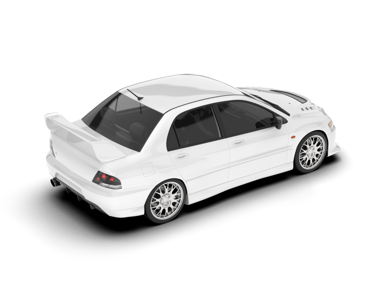 White sport car on transparent background. 3d rendering - illustration png