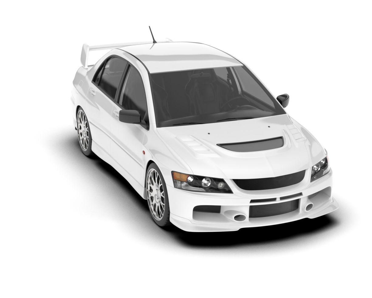 White sport car on transparent background. 3d rendering - illustration png