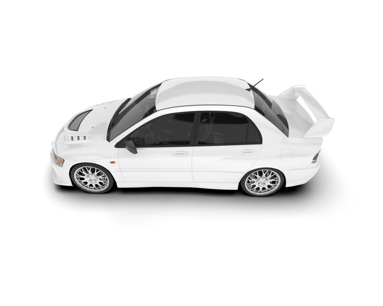 White sport car on transparent background. 3d rendering - illustration png