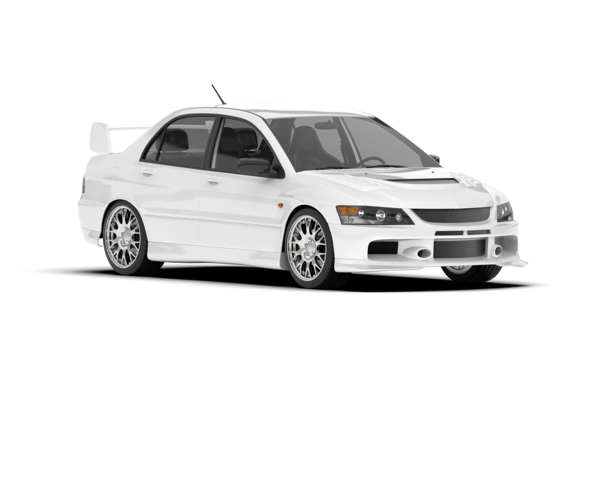 White sport car on transparent background. 3d rendering - illustration png