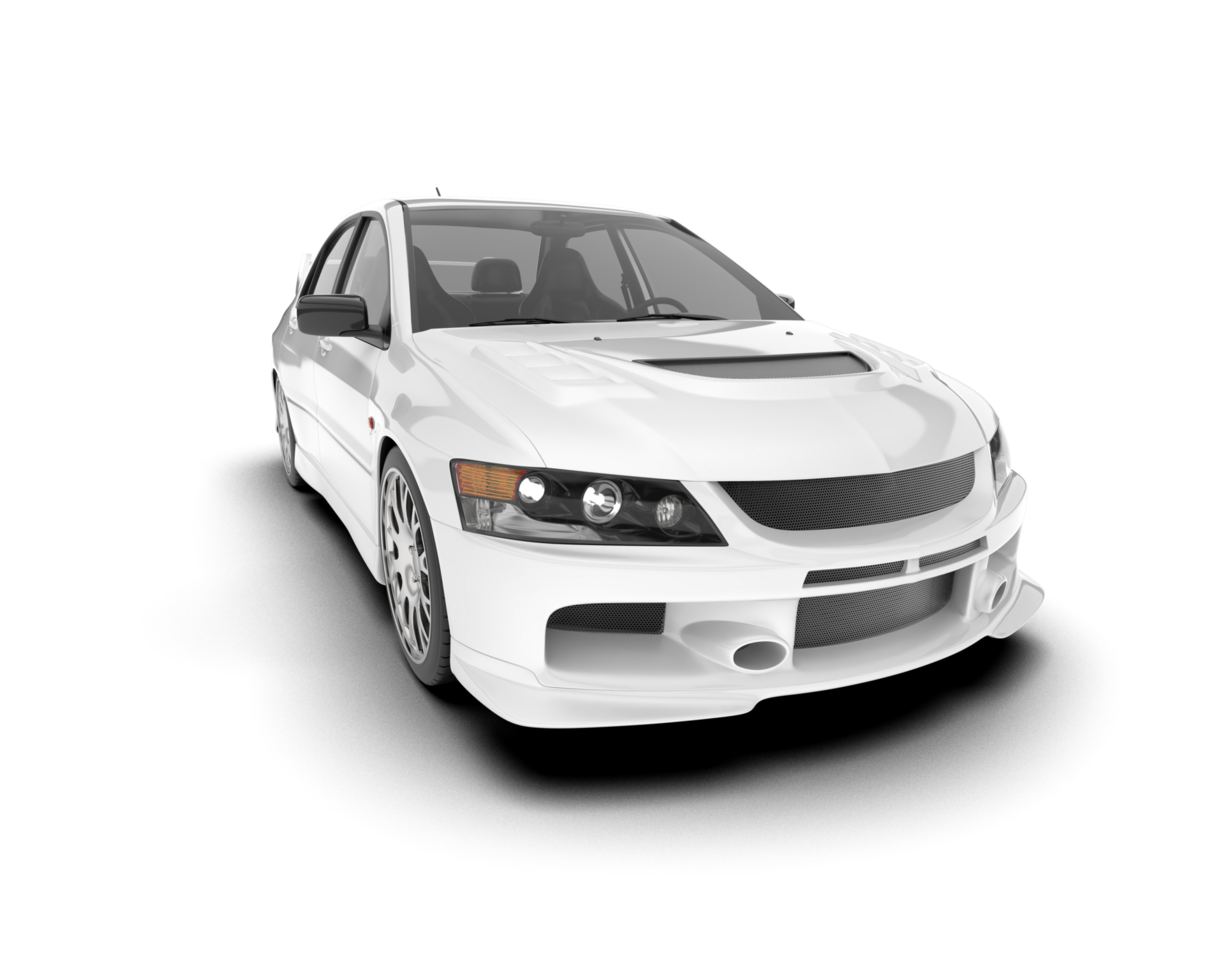 White sport car on transparent background. 3d rendering - illustration png