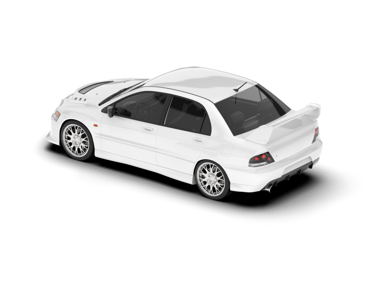 White sport car on transparent background. 3d rendering - illustration png
