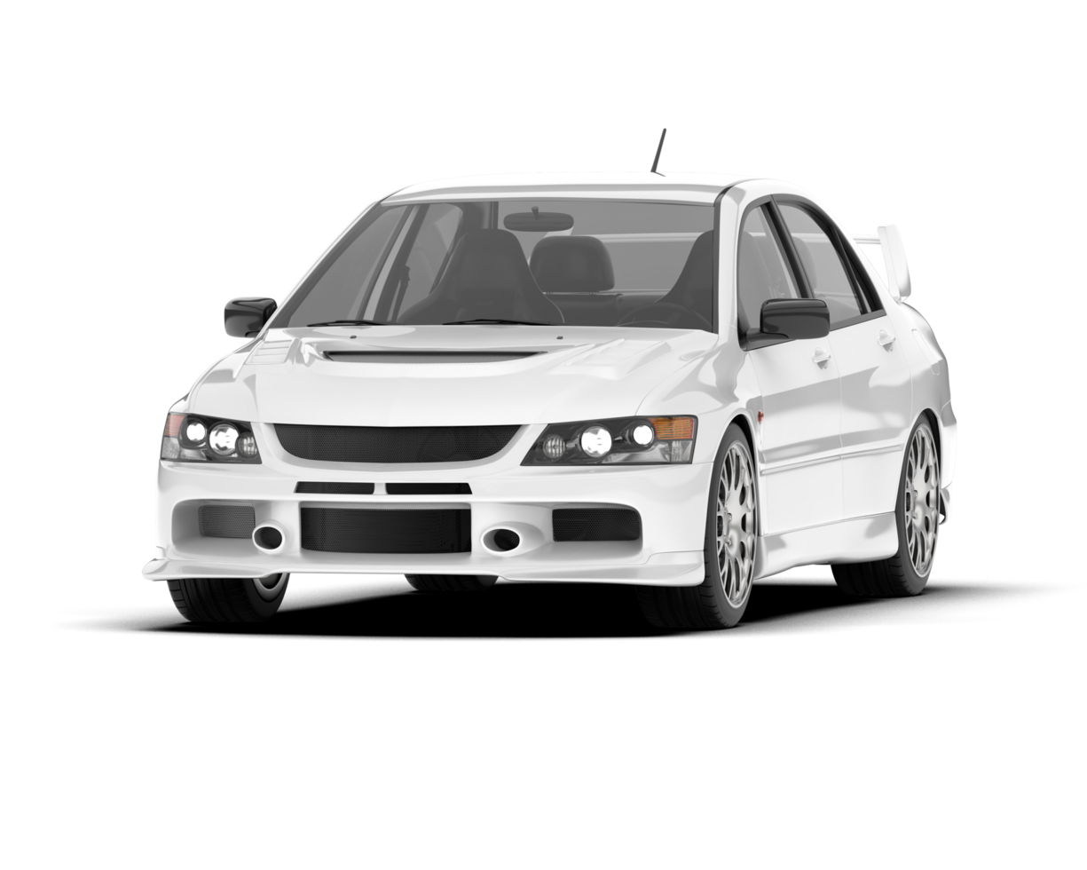 White sport car on transparent background. 3d rendering - illustration png