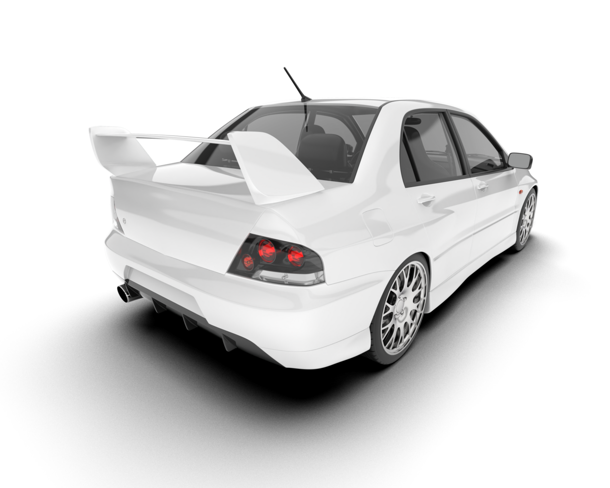 White sport car on transparent background. 3d rendering - illustration png