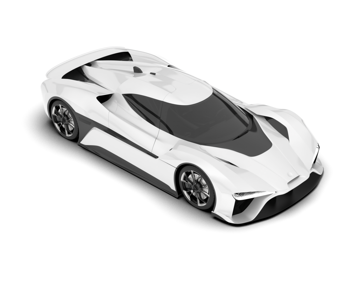 White sport car on transparent background. 3d rendering - illustration png