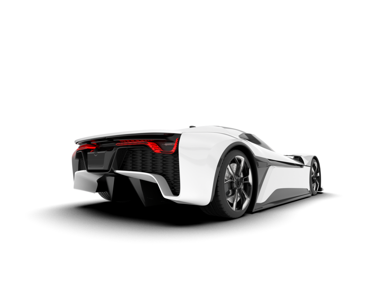 White sport car on transparent background. 3d rendering - illustration png